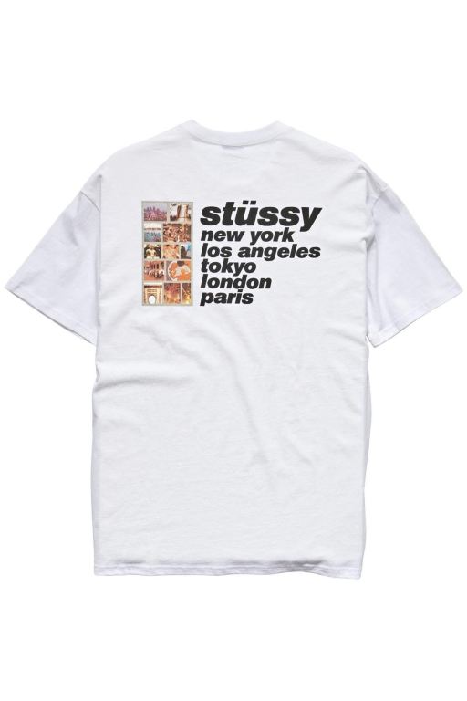 Stussy Mens Italic College SS T Shirt White - TQKZR0169